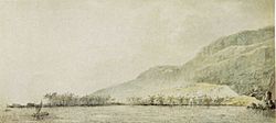 John Webber - 'Kealakekua Bay and the village Kowroaa', 1779, ink, ink wash and watercolor
