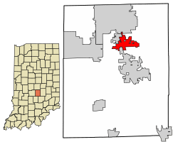 Location of Whiteland in Johnson County, Indiana