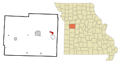 Location of Knob Noster, Missouri