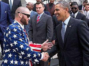 Jonny Gomes meets Obama 2014 (cropped)