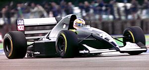 Karl Wendlinger - Sauber C12 during practice for the 1993 British Grand Prix (33302730550) (cropped).jpg