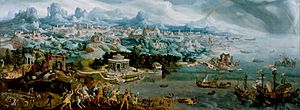 Maerten van Heemskerck - Panorama with the Abduction of Helen Amidst the Wonders of the Ancient World - Google Art Project