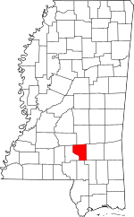 Map of Mississippi highlighting Covington County