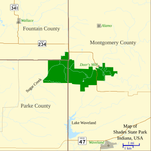 Map of Shades State Park, Indiana