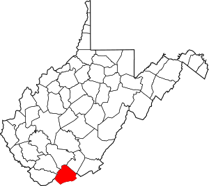 Map of West Virginia highlighting Mercer County