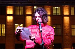 Maxim Katz reading resolution of the manifestation on Triumfalnaya square
