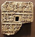 Mesopotamia, Periodo proto-dinastico, placca con scena di banchetto, da khafajah, 2650-2550 ac ca