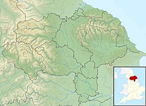 Relief map of North Yorkshire, England, showing location of Fleet Moss