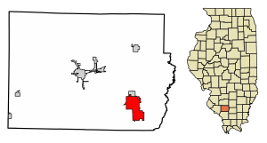 Location of Du Quoin in Perry County, Illinois.