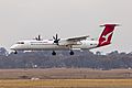 QantasLink (VH-QOM) Bombardier DHC-8-402Q landing at Canberra Airport (1)