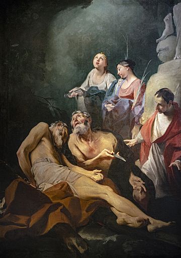 Saint Andrew among the Saints Batholomew, Carlo Borromeo, Lucy and Apollonia 1710-16 - Frederico Bencovich, Senonches, France