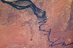Satellite view of Victoria Falls