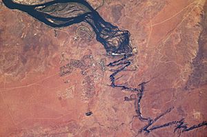 Satellite view of Victoria Falls