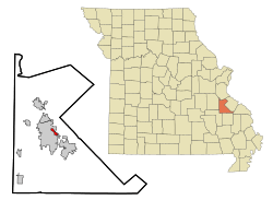 Location of Leadington, Missouri