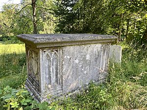Tomb of Joseph Ayloffe at St Mary's, Hendon, July 2021
