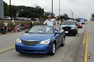 US Navy 080927-N-2539L-100 Rear Adm. John Goodwin, commander of Naval Air Forces Atlantic, rides in the Irmo Okra Strut parade during the 2008 Columbia Navy Week