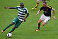 Víctor Ibarbo (panathinaikos) being challanged by Nils-Eric Johansson (AIK) during a Europa League Qualifier