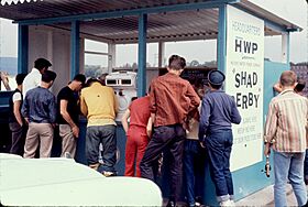 Weighing stand for Holyoke Water Power Company Shad Derby