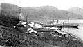 Whaling station showing buildings and harbor, Akutan, Alaska, ca 1915 (COBB 79)