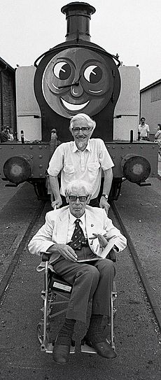 Wilbert and son Christopher Awdry, York 1980