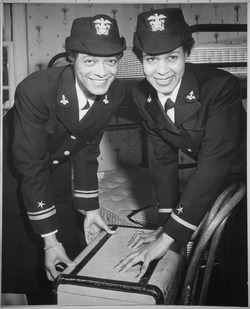 "Lt.(jg.) Harriet Ida Pickens and Ens. Frances Wills, first Negro Waves to be commissioned. They were members of the fin - NARA - 520670