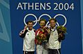 2004 Olympics medal ceremony for the Men's 50m Three-Position Rifle Competition