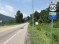 2017-07-21 12 17 44 View west along U.S. Route 60 (Midland Trail) at Harts Run Road (Greenbrier County Route 60-14) in White Sulphur Springs, Greenbrier County, West Virginia