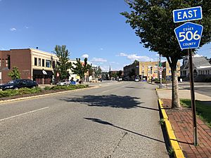 2018-07-18 16 45 17 View east along Essex County Route 506 (Bloomfield Avenue) at Essex County Route 631 (Central Avenue) in Caldwell, Essex County, New Jersey