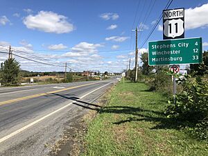 2018-10-12 12 45 11 View north along U.S. Route 11 (Main Street) at Reliance Road in Middletown, Frederick County, Virginia