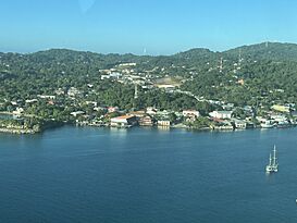 Aerial view of Coxen Hole, Roatan