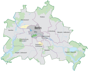 The location of Mitte in Berlin
