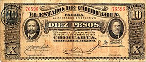 Billete de 10 pesos del Estado de Chihuahua de 1914 (anverso)