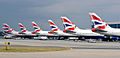 British Airways tails lined up at LHR Terminal 5B Iwelumo