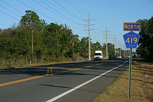 Northound Seminole CR 419 in Chuluota.