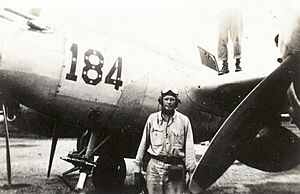 Charles Lindbergh with a Lockheed P-38J Lightning