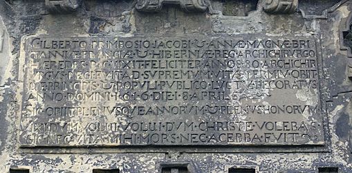 Detail of inscription on tomb of Gilbert Primrose