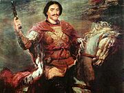 Equestrian portrait of King Solomon I of Imereti (Western Georgia in Europe) wearing an ermine royal coat