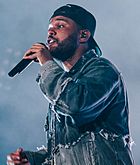 The Weeknd performing
