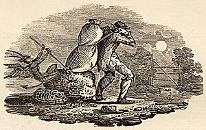 Fiend pinning down Thief's Back tail-piece in Bewick British Birds 1797