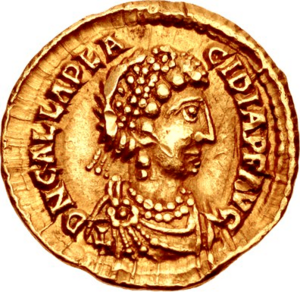 Gold coin depicting Placidia