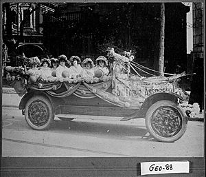 Georgia Young People Suffrage Association with Margaret Koch driving