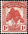 Gilbert and Ellice Islands 1911 (Mar.) Pandanus Pine 1d. carmine