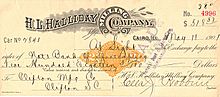 H.L. Halliday Milling Company Check 1901