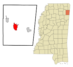 Location of Fulton, Mississippi