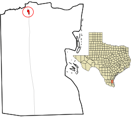 Location in Kenedy County and the state of Texas
