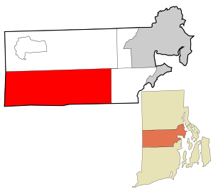 Location in Kent County and the state of Rhode Island.