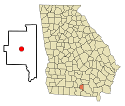 Location in Lanier County and the state of Georgia