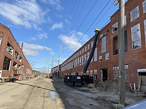 Looking north at Hamilton Champion factory lining both sides of B Street undergoing conversion to sports complex