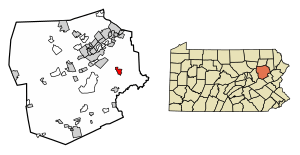 Location of Bear Creek Village in Luzerne County, Pennsylvania.