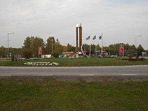 Målilla roundabout, here in October 2005, has a huge thermometer in its centre